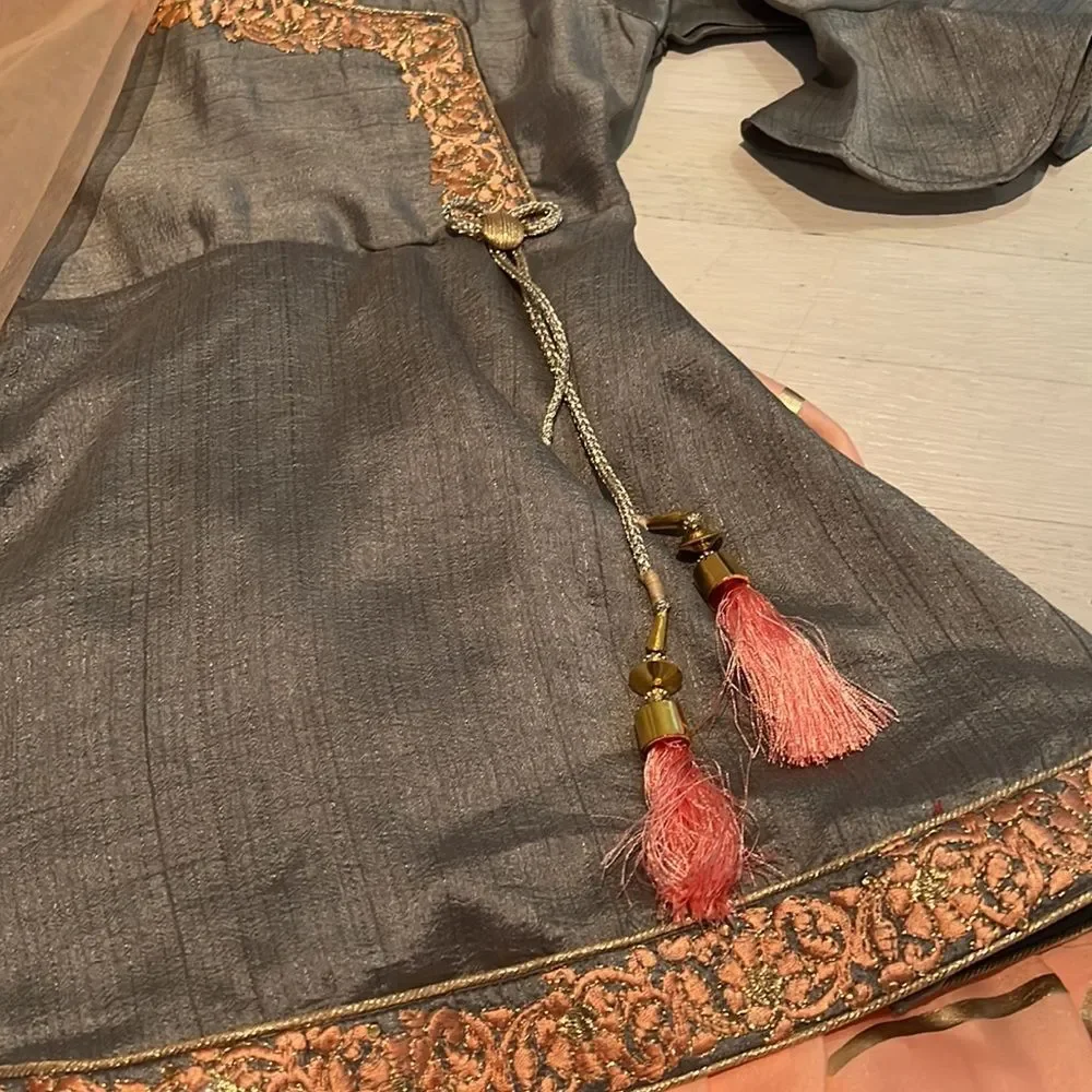 Beautiful Akshadha girls Indian designer dhoti-style 3-piece outfit, tagged size